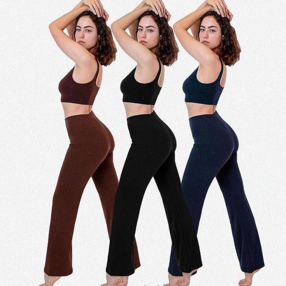 LOS ANGELES APPAREL PONTE FLARE LEGGINGS XS MOCHA - Picture 3 of 7